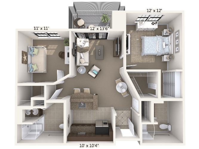 Melody w/ Den 1 Bedroom Apartment Floor Plan